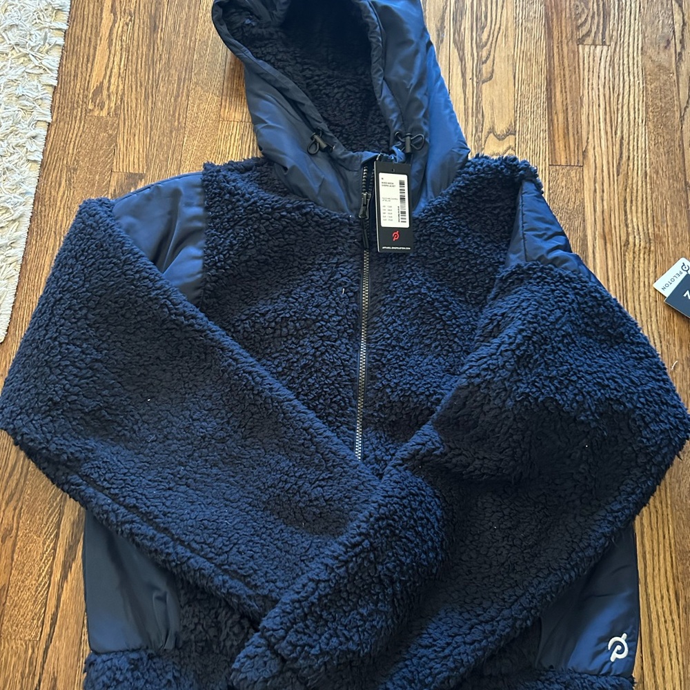 Navy Sherpa Fleece Jacket with Hood
